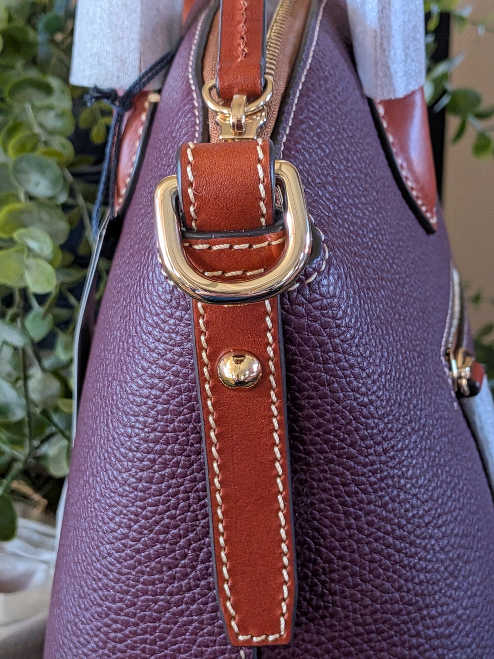 NWT! Dooney & Bourke Pebble Grain Domed Satchel in BORDEAUX - - Picture 4 of 9